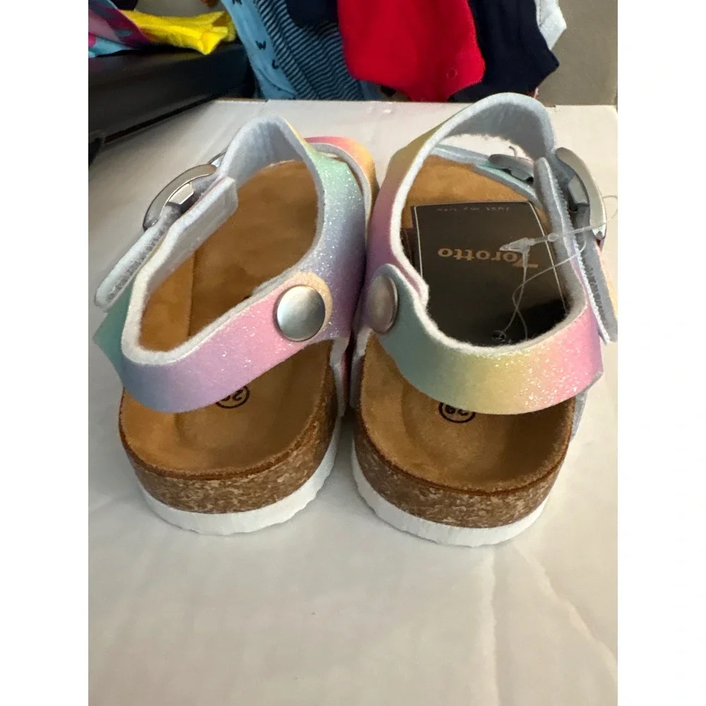Torotto Girls Rainbow Glitter Ombre Cork Sandals Size 29 US 11.5 Little Kid